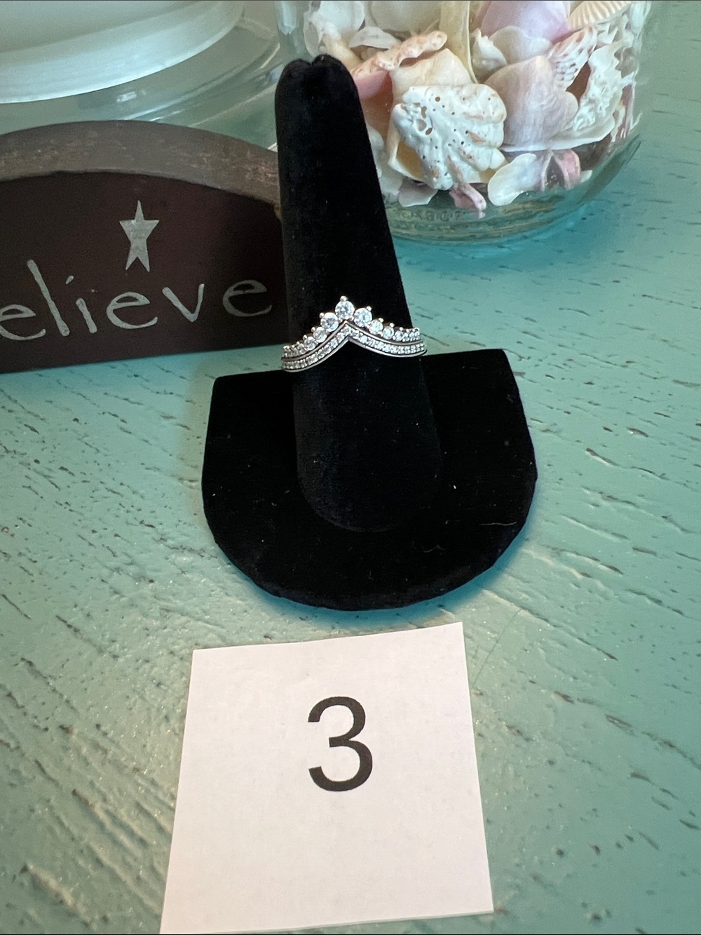 Pandora Princess Wishbone Ring Size 9